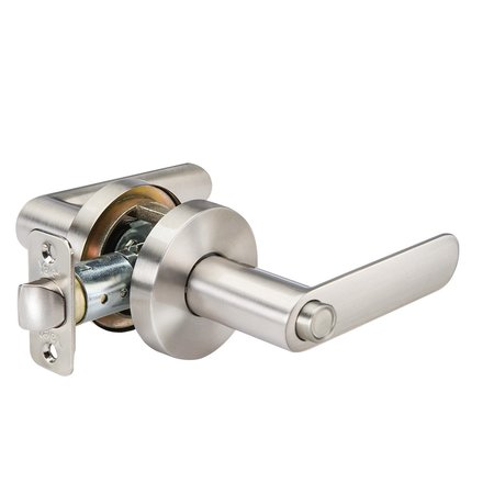 YALE REAL LIVING YH Collection Kincaid Lever with Flat Round Rose Privacy Lock US15 (619) Satin Nickel Finish YR21KCFR619